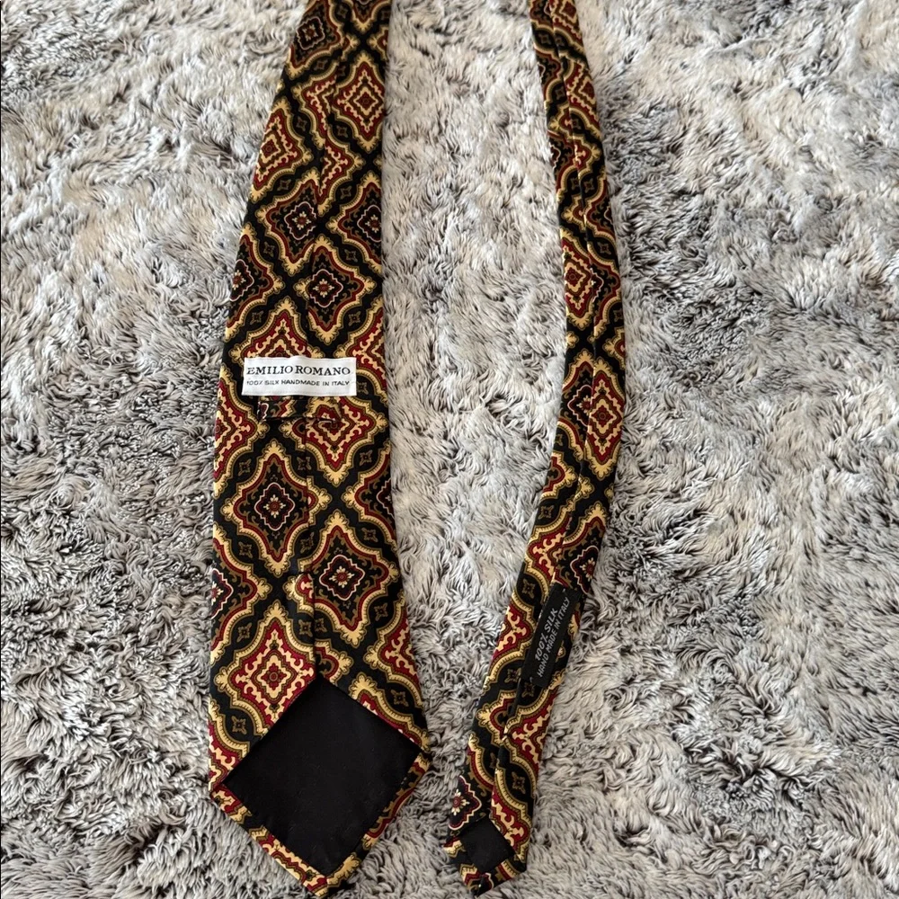Emilio Romano Vintage 100% Silk Mens Neck Tie‎ Made in Italy Classic Colors
